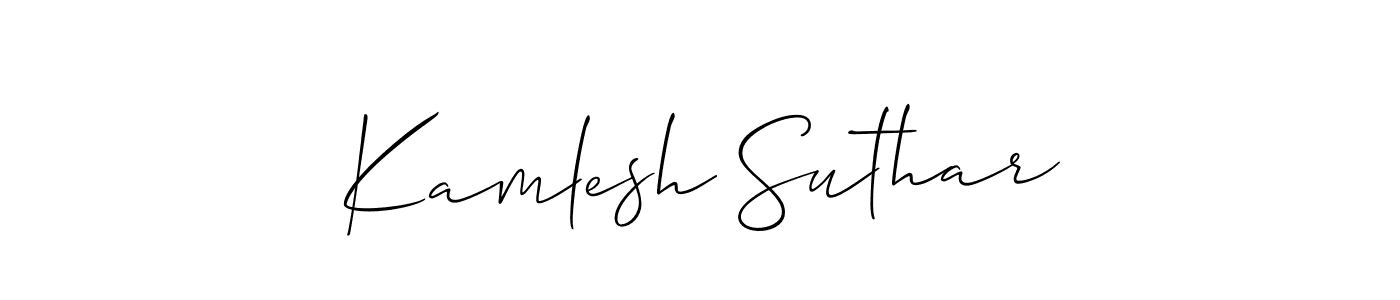 Similarly Allison_Script is the best handwritten signature design. Signature creator online .You can use it as an online autograph creator for name Kamlesh Suthar. Kamlesh Suthar signature style 2 images and pictures png