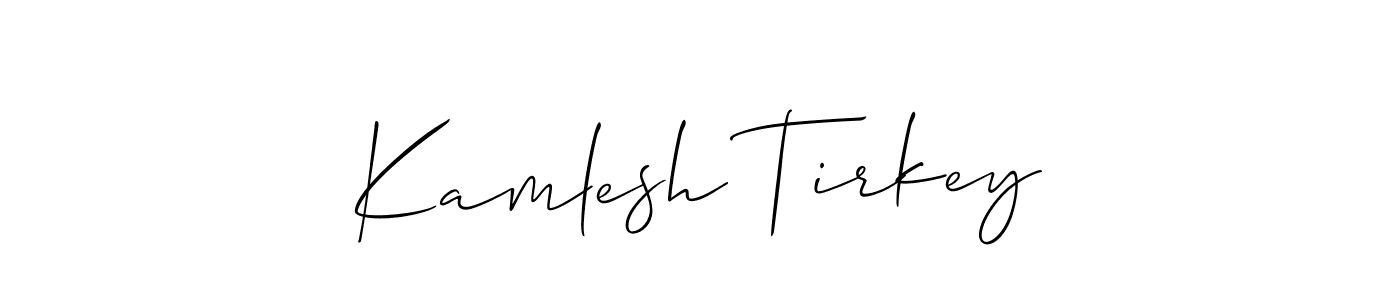 Make a beautiful signature design for name Kamlesh Tirkey. With this signature (Allison_Script) style, you can create a handwritten signature for free. Kamlesh Tirkey signature style 2 images and pictures png