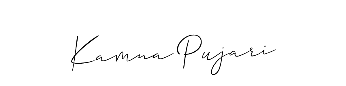 Allison_Script is a professional signature style that is perfect for those who want to add a touch of class to their signature. It is also a great choice for those who want to make their signature more unique. Get Kamna Pujari name to fancy signature for free. Kamna Pujari signature style 2 images and pictures png