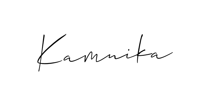 Create a beautiful signature design for name Kamnika. With this signature (Allison_Script) fonts, you can make a handwritten signature for free. Kamnika signature style 2 images and pictures png