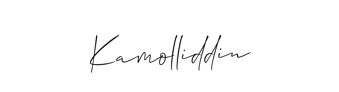 Design your own signature with our free online signature maker. With this signature software, you can create a handwritten (Allison_Script) signature for name Kamolliddin. Kamolliddin signature style 2 images and pictures png