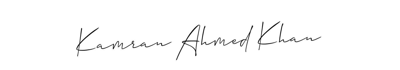 The best way (Allison_Script) to make a short signature is to pick only two or three words in your name. The name Kamran Ahmed Khan include a total of six letters. For converting this name. Kamran Ahmed Khan signature style 2 images and pictures png