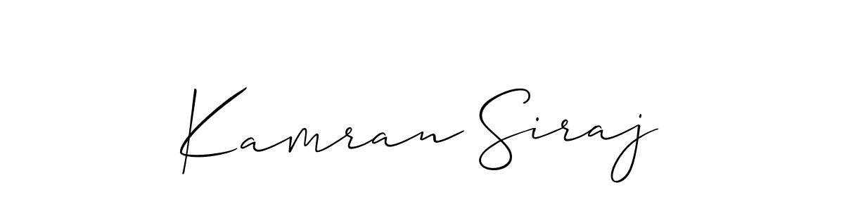 if you are searching for the best signature style for your name Kamran Siraj. so please give up your signature search. here we have designed multiple signature styles  using Allison_Script. Kamran Siraj signature style 2 images and pictures png