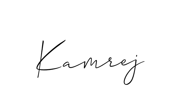 Make a beautiful signature design for name Kamrej. With this signature (Allison_Script) style, you can create a handwritten signature for free. Kamrej signature style 2 images and pictures png