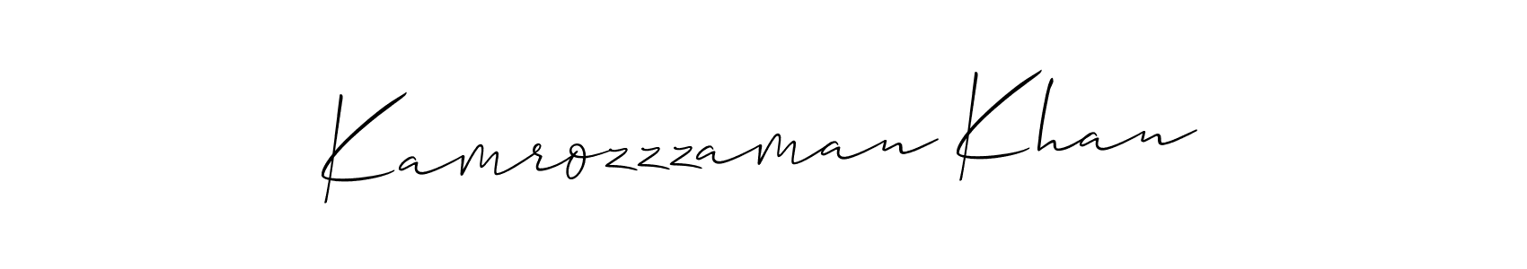 Use a signature maker to create a handwritten signature online. With this signature software, you can design (Allison_Script) your own signature for name Kamrozzzaman Khan. Kamrozzzaman Khan signature style 2 images and pictures png