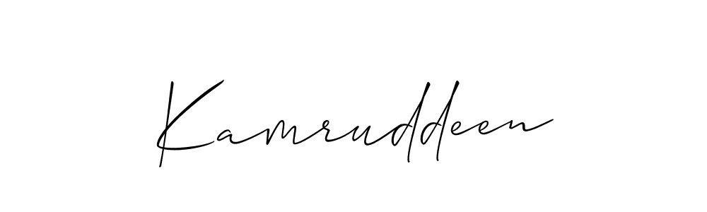 Create a beautiful signature design for name Kamruddeen. With this signature (Allison_Script) fonts, you can make a handwritten signature for free. Kamruddeen signature style 2 images and pictures png