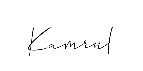 Use a signature maker to create a handwritten signature online. With this signature software, you can design (Allison_Script) your own signature for name Kamrul. Kamrul signature style 2 images and pictures png