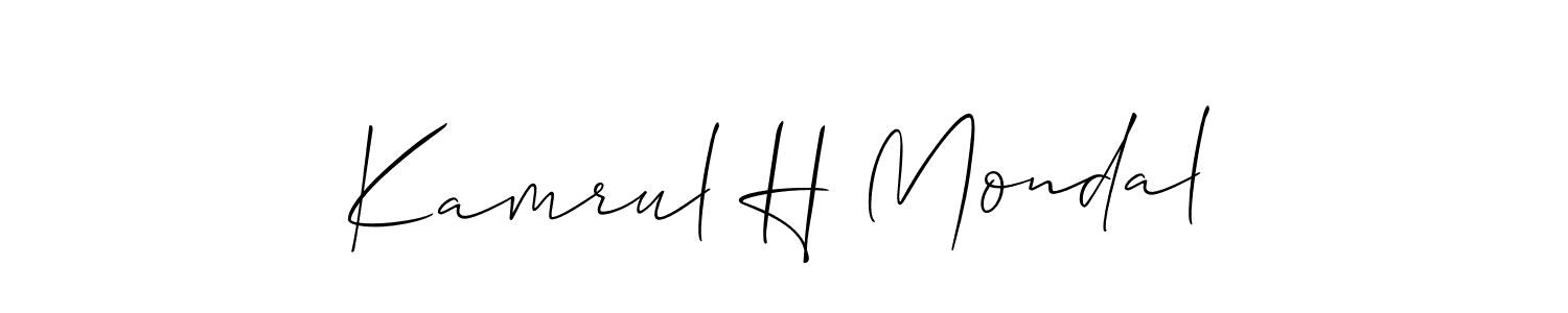 Allison_Script is a professional signature style that is perfect for those who want to add a touch of class to their signature. It is also a great choice for those who want to make their signature more unique. Get Kamrul H Mondal name to fancy signature for free. Kamrul H Mondal signature style 2 images and pictures png