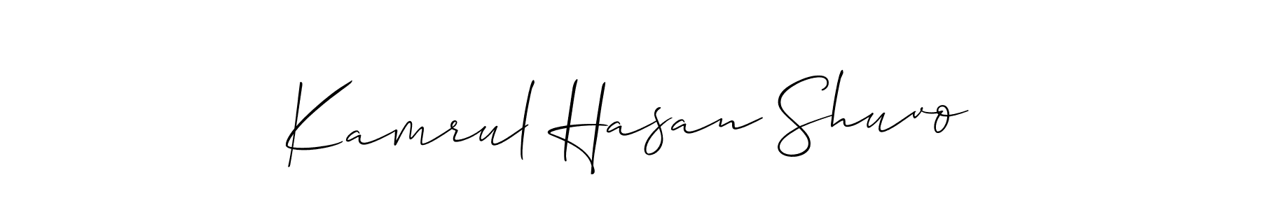 Allison_Script is a professional signature style that is perfect for those who want to add a touch of class to their signature. It is also a great choice for those who want to make their signature more unique. Get Kamrul Hasan Shuvo name to fancy signature for free. Kamrul Hasan Shuvo signature style 2 images and pictures png