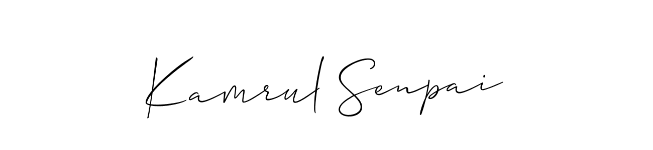 Create a beautiful signature design for name Kamrul Senpai. With this signature (Allison_Script) fonts, you can make a handwritten signature for free. Kamrul Senpai signature style 2 images and pictures png