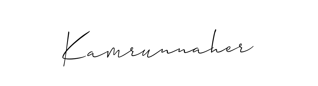 Create a beautiful signature design for name Kamrunnaher. With this signature (Allison_Script) fonts, you can make a handwritten signature for free. Kamrunnaher signature style 2 images and pictures png