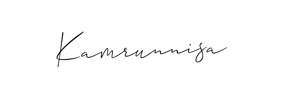 The best way (Allison_Script) to make a short signature is to pick only two or three words in your name. The name Kamrunnisa include a total of six letters. For converting this name. Kamrunnisa signature style 2 images and pictures png