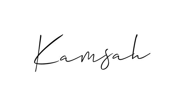 if you are searching for the best signature style for your name Kamsah. so please give up your signature search. here we have designed multiple signature styles  using Allison_Script. Kamsah signature style 2 images and pictures png