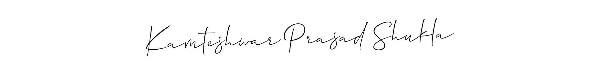 Allison_Script is a professional signature style that is perfect for those who want to add a touch of class to their signature. It is also a great choice for those who want to make their signature more unique. Get Kamteshwar Prasad Shukla name to fancy signature for free. Kamteshwar Prasad Shukla signature style 2 images and pictures png