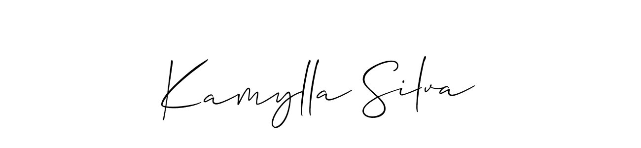 The best way (Allison_Script) to make a short signature is to pick only two or three words in your name. The name Kamylla Silva include a total of six letters. For converting this name. Kamylla Silva signature style 2 images and pictures png