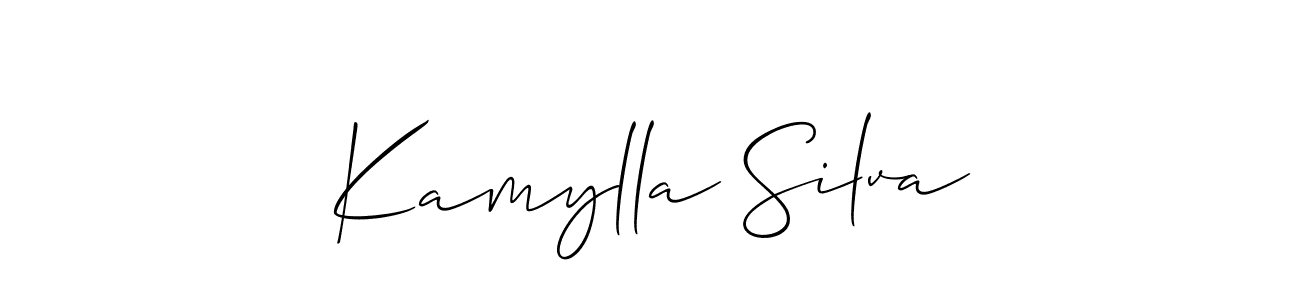 The best way (Allison_Script) to make a short signature is to pick only two or three words in your name. The name Kamylla Silva include a total of six letters. For converting this name. Kamylla Silva signature style 2 images and pictures png