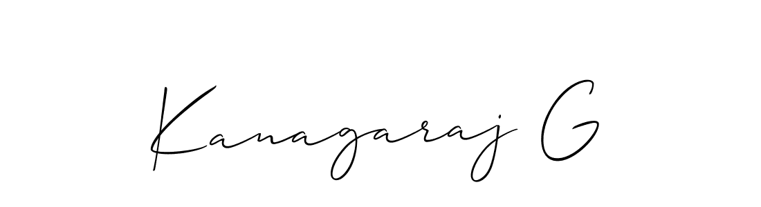 Use a signature maker to create a handwritten signature online. With this signature software, you can design (Allison_Script) your own signature for name Kanagaraj G. Kanagaraj G signature style 2 images and pictures png