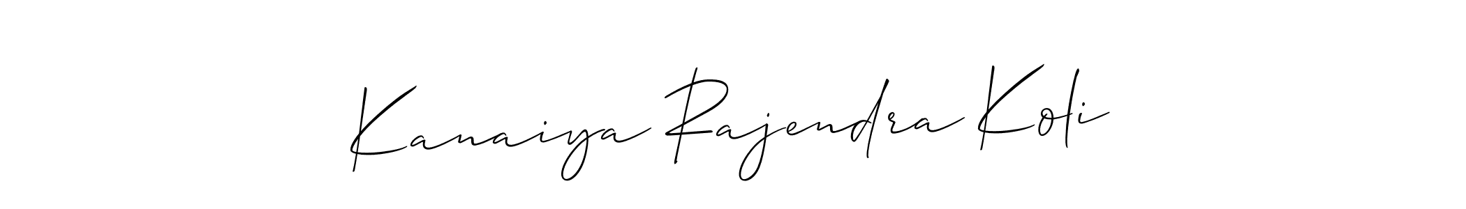 It looks lik you need a new signature style for name Kanaiya Rajendra Koli. Design unique handwritten (Allison_Script) signature with our free signature maker in just a few clicks. Kanaiya Rajendra Koli signature style 2 images and pictures png