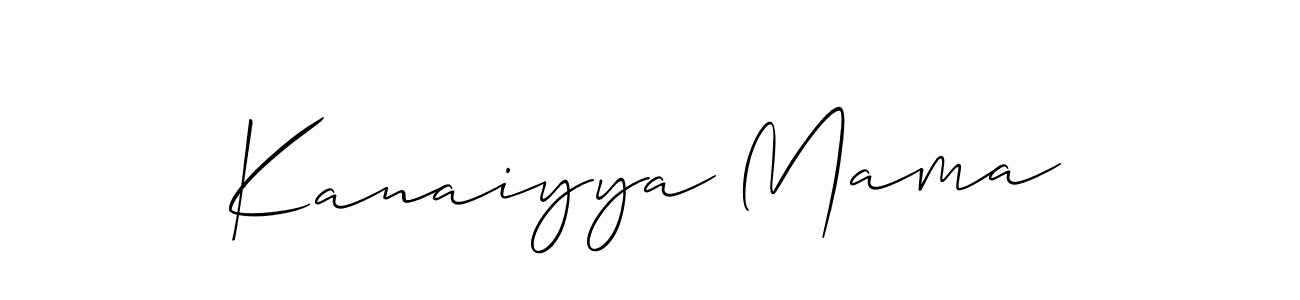 Allison_Script is a professional signature style that is perfect for those who want to add a touch of class to their signature. It is also a great choice for those who want to make their signature more unique. Get Kanaiyya Mama name to fancy signature for free. Kanaiyya Mama signature style 2 images and pictures png