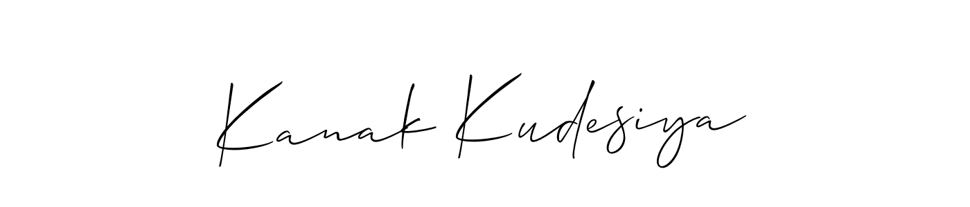 It looks lik you need a new signature style for name Kanak Kudesiya. Design unique handwritten (Allison_Script) signature with our free signature maker in just a few clicks. Kanak Kudesiya signature style 2 images and pictures png