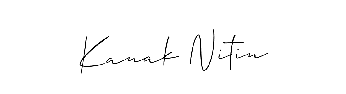 How to make Kanak Nitin name signature. Use Allison_Script style for creating short signs online. This is the latest handwritten sign. Kanak Nitin signature style 2 images and pictures png