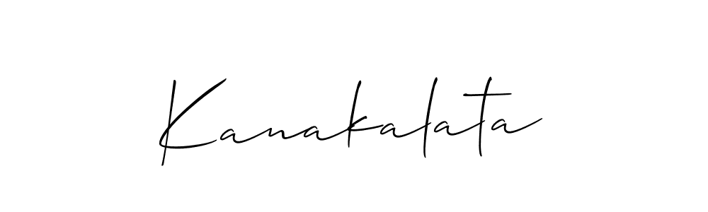 Use a signature maker to create a handwritten signature online. With this signature software, you can design (Allison_Script) your own signature for name Kanakalata. Kanakalata signature style 2 images and pictures png