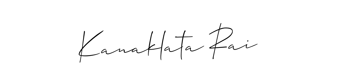 Design your own signature with our free online signature maker. With this signature software, you can create a handwritten (Allison_Script) signature for name Kanaklata Rai. Kanaklata Rai signature style 2 images and pictures png