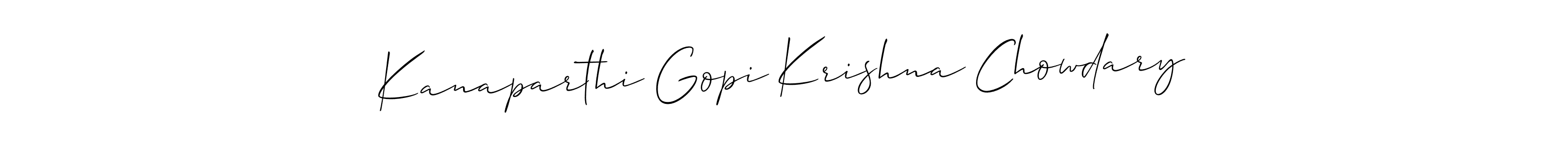 Allison_Script is a professional signature style that is perfect for those who want to add a touch of class to their signature. It is also a great choice for those who want to make their signature more unique. Get Kanaparthi Gopi Krishna Chowdary name to fancy signature for free. Kanaparthi Gopi Krishna Chowdary signature style 2 images and pictures png