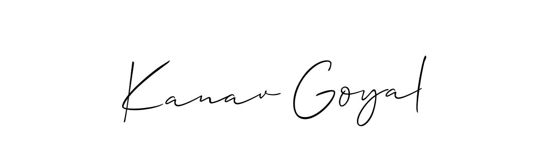How to make Kanav Goyal name signature. Use Allison_Script style for creating short signs online. This is the latest handwritten sign. Kanav Goyal signature style 2 images and pictures png