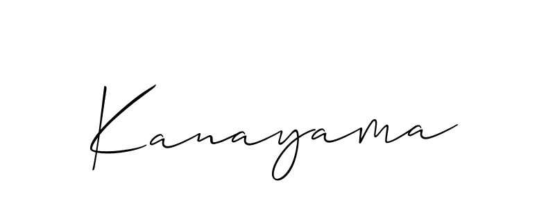 Use a signature maker to create a handwritten signature online. With this signature software, you can design (Allison_Script) your own signature for name Kanayama. Kanayama signature style 2 images and pictures png