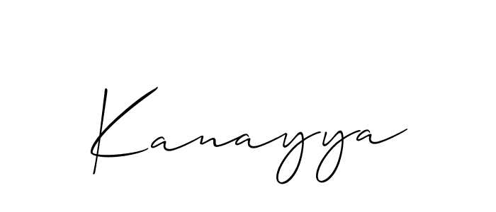 Use a signature maker to create a handwritten signature online. With this signature software, you can design (Allison_Script) your own signature for name Kanayya. Kanayya signature style 2 images and pictures png