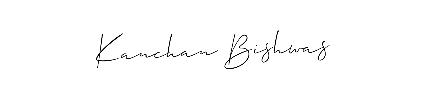 Create a beautiful signature design for name Kanchan Bishwas. With this signature (Allison_Script) fonts, you can make a handwritten signature for free. Kanchan Bishwas signature style 2 images and pictures png