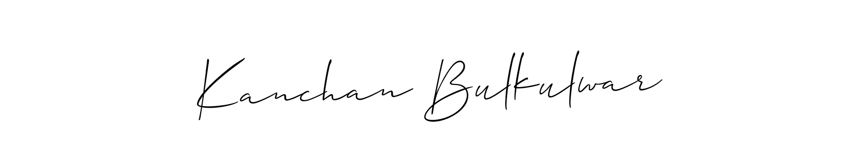 Make a beautiful signature design for name Kanchan Bulkulwar. With this signature (Allison_Script) style, you can create a handwritten signature for free. Kanchan Bulkulwar signature style 2 images and pictures png
