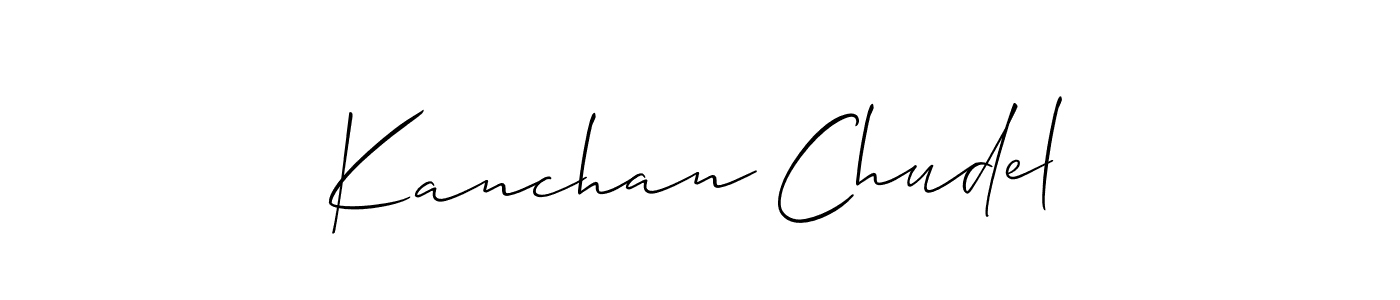 You should practise on your own different ways (Allison_Script) to write your name (Kanchan Chudel) in signature. don't let someone else do it for you. Kanchan Chudel signature style 2 images and pictures png