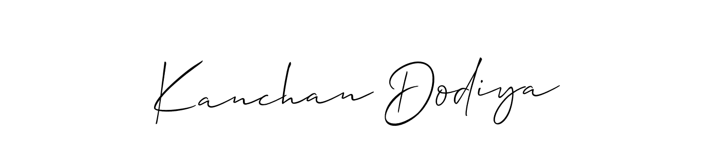 It looks lik you need a new signature style for name Kanchan Dodiya. Design unique handwritten (Allison_Script) signature with our free signature maker in just a few clicks. Kanchan Dodiya signature style 2 images and pictures png