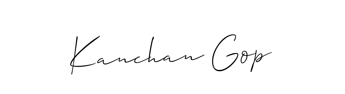 Also You can easily find your signature by using the search form. We will create Kanchan Gop name handwritten signature images for you free of cost using Allison_Script sign style. Kanchan Gop signature style 2 images and pictures png