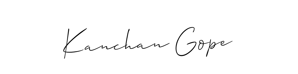 Create a beautiful signature design for name Kanchan Gope. With this signature (Allison_Script) fonts, you can make a handwritten signature for free. Kanchan Gope signature style 2 images and pictures png