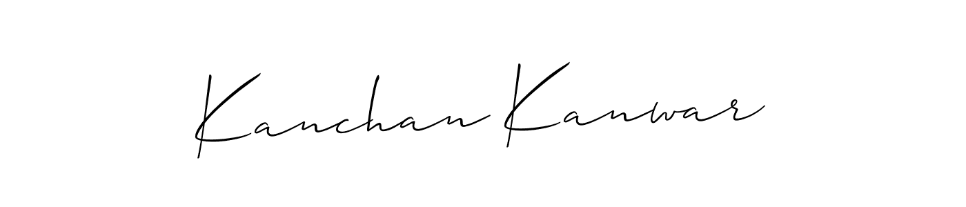 Allison_Script is a professional signature style that is perfect for those who want to add a touch of class to their signature. It is also a great choice for those who want to make their signature more unique. Get Kanchan Kanwar name to fancy signature for free. Kanchan Kanwar signature style 2 images and pictures png