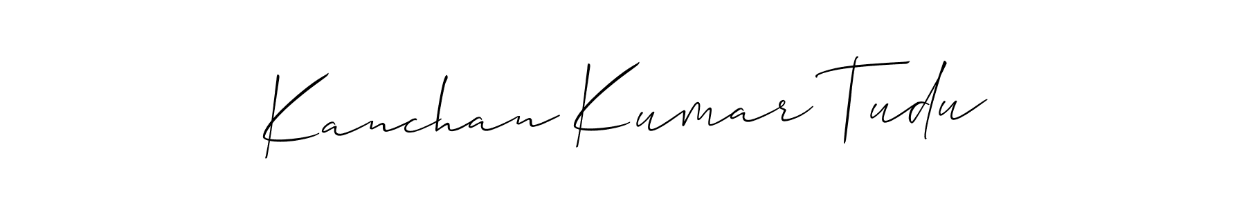 Make a beautiful signature design for name Kanchan Kumar Tudu. With this signature (Allison_Script) style, you can create a handwritten signature for free. Kanchan Kumar Tudu signature style 2 images and pictures png