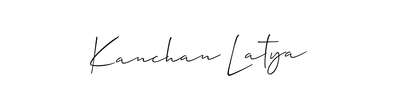 The best way (Allison_Script) to make a short signature is to pick only two or three words in your name. The name Kanchan Latya include a total of six letters. For converting this name. Kanchan Latya signature style 2 images and pictures png