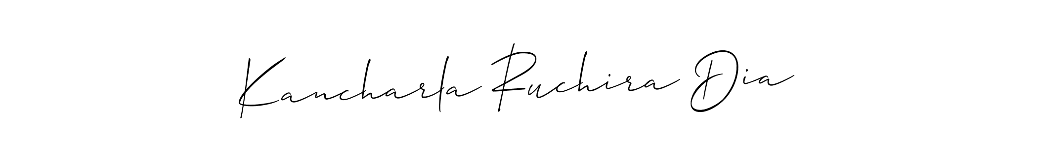 Allison_Script is a professional signature style that is perfect for those who want to add a touch of class to their signature. It is also a great choice for those who want to make their signature more unique. Get Kancharla Ruchira Dia name to fancy signature for free. Kancharla Ruchira Dia signature style 2 images and pictures png