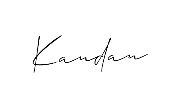 Design your own signature with our free online signature maker. With this signature software, you can create a handwritten (Allison_Script) signature for name Kandan. Kandan signature style 2 images and pictures png