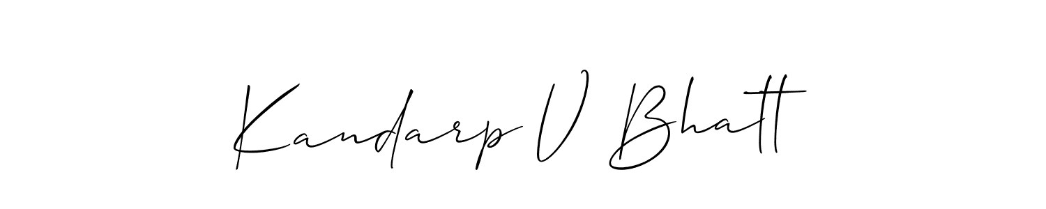 Make a beautiful signature design for name Kandarp V Bhatt. With this signature (Allison_Script) style, you can create a handwritten signature for free. Kandarp V Bhatt signature style 2 images and pictures png