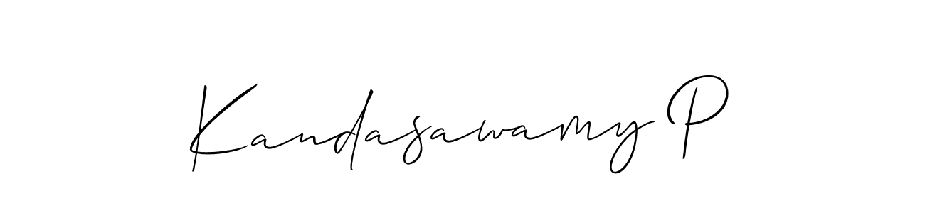 Create a beautiful signature design for name Kandasawamy P. With this signature (Allison_Script) fonts, you can make a handwritten signature for free. Kandasawamy P signature style 2 images and pictures png