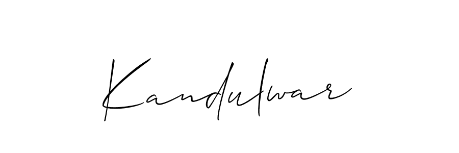 The best way (Allison_Script) to make a short signature is to pick only two or three words in your name. The name Kandulwar include a total of six letters. For converting this name. Kandulwar signature style 2 images and pictures png