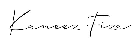 Quickly download Kaneez Fiza name signature in high-resolution PNG using Allison_Script style. Ready to insert into PDFs and online applications. Kaneez Fiza signature style 2 images and pictures png