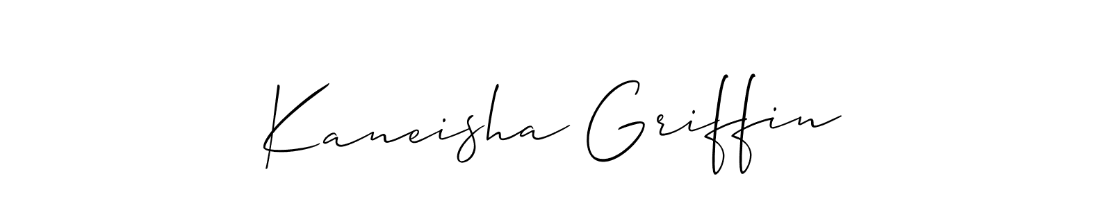 if you are searching for the best signature style for your name Kaneisha Griffin. so please give up your signature search. here we have designed multiple signature styles  using Allison_Script. Kaneisha Griffin signature style 2 images and pictures png