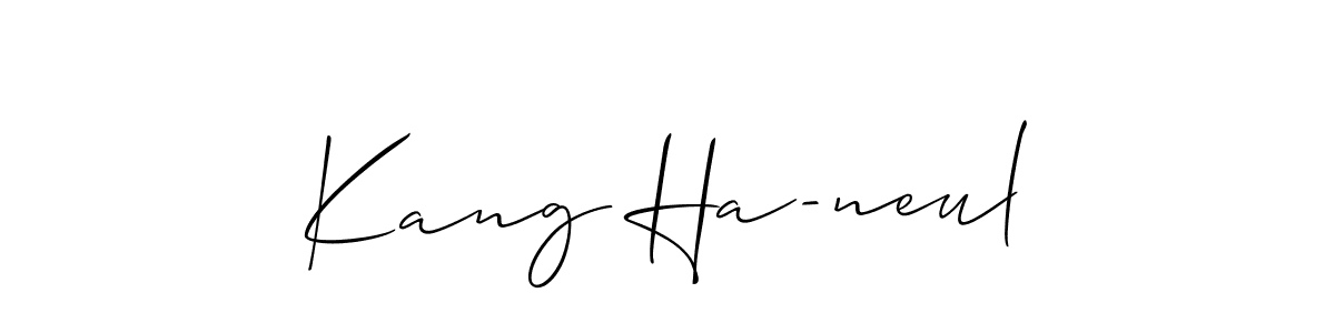 Also You can easily find your signature by using the search form. We will create Kang Ha-neul name handwritten signature images for you free of cost using Allison_Script sign style. Kang Ha-neul signature style 2 images and pictures png