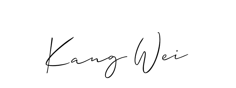 How to make Kang Wei name signature. Use Allison_Script style for creating short signs online. This is the latest handwritten sign. Kang Wei signature style 2 images and pictures png