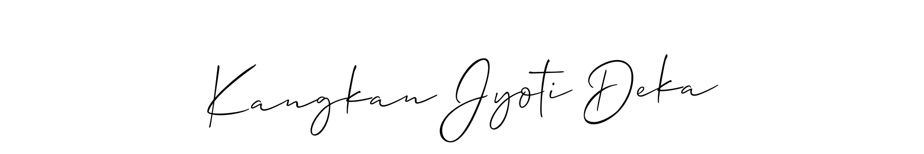 Make a short Kangkan Jyoti Deka signature style. Manage your documents anywhere anytime using Allison_Script. Create and add eSignatures, submit forms, share and send files easily. Kangkan Jyoti Deka signature style 2 images and pictures png